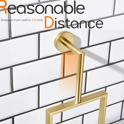 Towel Rings for Bathroom Wall Mounted Vertical Towel Rack Brushed Gold Stainless Steel Contemporary Hand Towels Holder Hanger, AN3005GD - color: Brushd Gold