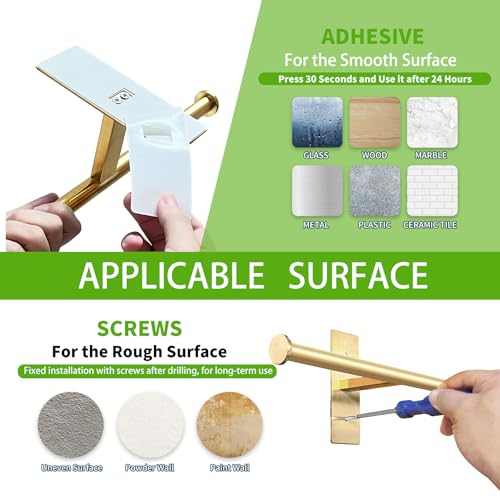Double Roll Toilet Paper Holder, OBODING, Gold Stainless Steel Toilet Roll Holder, Adhesive or Drilling Toilet Paper Holder Wall Mount for Bathroom (Gold) - color: Gold