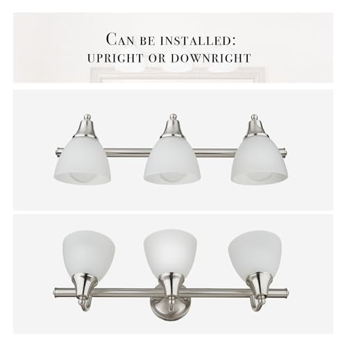 Globe Electric 50700 3-Light Vanity All-in-One Bathroom Set, 5 Piece Brushed Steel Finish, 70, Bulb Not Included - color: Brushed Steel