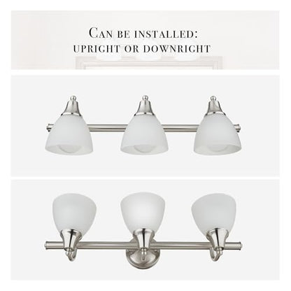 Globe Electric 50700 3-Light Vanity All-in-One Bathroom Set, 5 Piece Brushed Steel Finish, 70, Bulb Not Included - color: Brushed Steel