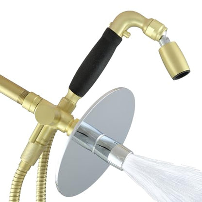 High Sierra® Lead-Free Metal 3-way Combo Shower Kit. Built in Diverter Valve Effortlessly Diverts Flow from the Fixed Shower Head to the Handheld and back - Ultra Low Flow 1.25 GPM - Brushed Gold - color: Brushed Gold, size: 1.25 GPM
