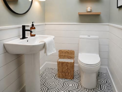 Coeusy 3 Gallon Wicker Trash Can,Small Bathroom Trash Can with Lid,Natural Water Hyacinth Wicker Waste Basket for Bedroom,Toilet,Narrow Garbage Can with Removable Liner - color: Water hyacinth