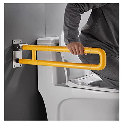 Flip-Up Safety Handrails Anti-Slip Stainless Steel Folding Bathroom Grab Bar 24Inch Bathtub Handle Toilet Support Assist for Elderly Disabled Pregnant Woman,Yellow - color: Yellow