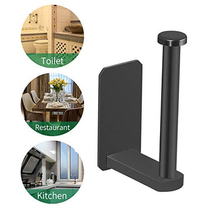 VAEHOLD Self Adhesive Toilet Paper Holder Kitchen Washroom Adhesive Toilet Roll Holder No Drilling for Bathroom Stick on Wall Stainless Steel Brushed Black - size: Simple Black