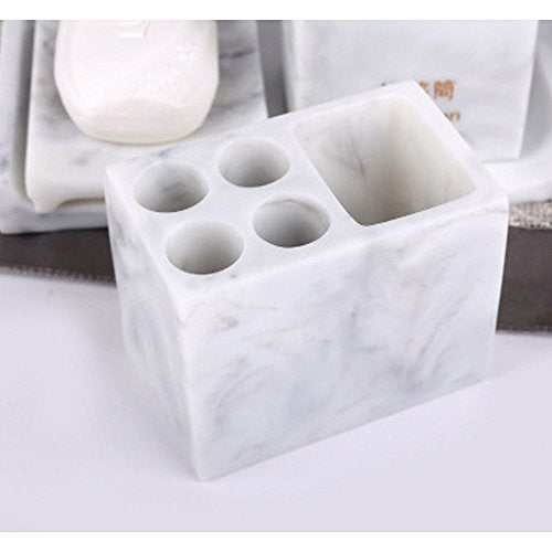 LUANT Resin 5pcs Bathroom Accessory Set - Tumbler, Soap Dish, Liquid Soap Dispenser, Toothbrush Holder,Grey - color: Grey