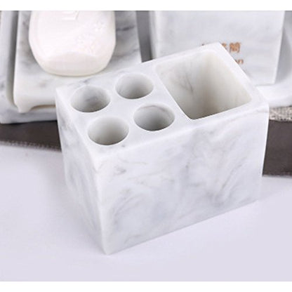 LUANT Resin 5pcs Bathroom Accessory Set - Tumbler, Soap Dish, Liquid Soap Dispenser, Toothbrush Holder,Grey - color: Grey