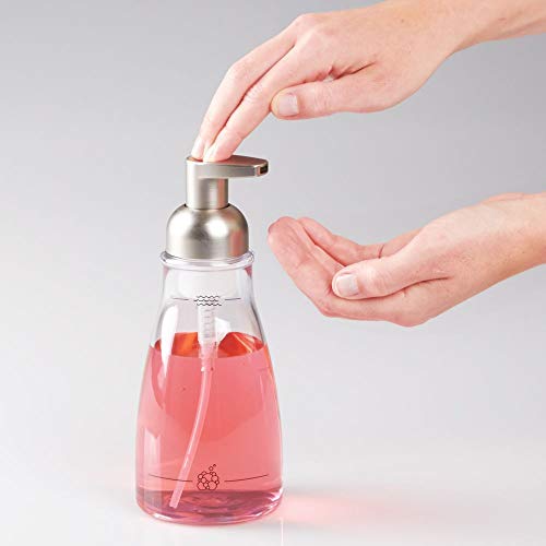 iDesign Foaming Soap Dispenser, Clear and Brushed Nickel | For Kitchen, Bathroom, Sink, Vanity - color: Clear/Brushed Nickel, style: Pack of 1