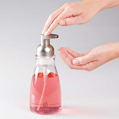 iDesign Foaming Soap Dispenser, Clear and Brushed Nickel | For Kitchen, Bathroom, Sink, Vanity - color: Clear/Brushed Nickel, style: Pack of 1