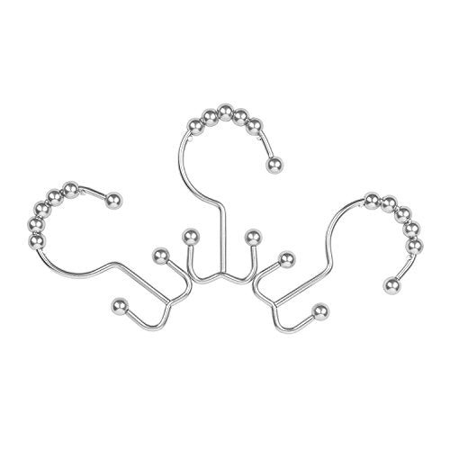 Double Side Roller Shower Curtain Hooks Rings, 12PCS | 100% Stainless Steel,Curtain Hooks Rings for Bathroom Shower Rods Curtains and Liners, Easy Glide Rollers, Polished Chrome - color: Polished Chrome