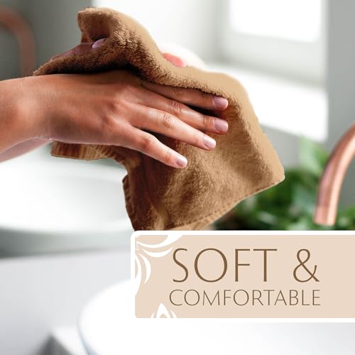MAURA Biege Hand Towels for Bathroom. Luxury Turkish Cotton Bath Hand Towels Set of 6. Ultra-Soft, Thick & Plush - Brown - color: Classic Brown, size: Hand Towel (6-Pack)