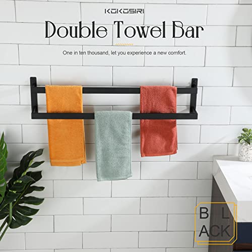 KOKOSIRI Towel Bars Black Bath Towel Holders 32 Inches Bathroom 2-Tiers Ladder Towel Rails Wall Mounted Towels Shelves Rack Stainless Steel, B5008BK-L32 - color: Matte Black, size: 32-Inch