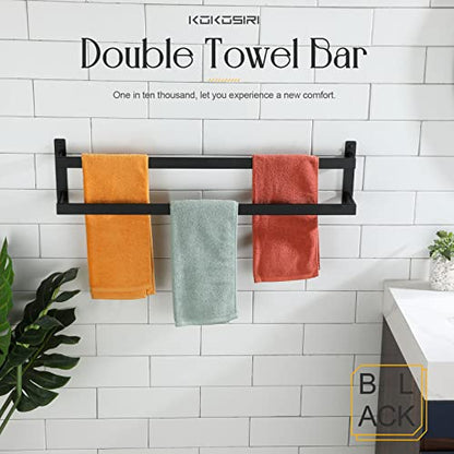 KOKOSIRI Towel Bars Black Bath Towel Holders 32 Inches Bathroom 2-Tiers Ladder Towel Rails Wall Mounted Towels Shelves Rack Stainless Steel, B5008BK-L32 - color: Matte Black, size: 32-Inch