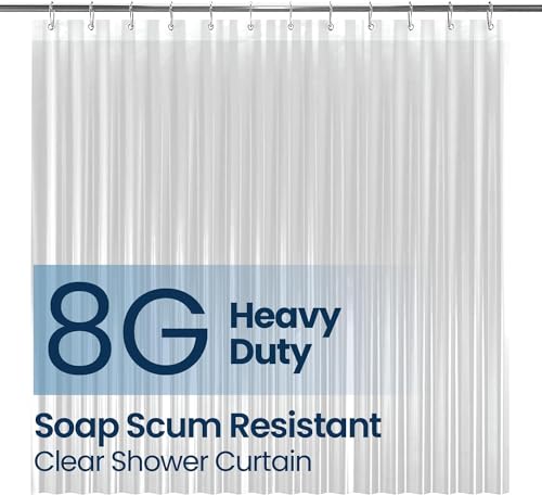 LiBa Shower Curtain PEVA 8G, 72x84 Inch Waterproof Clear | Non-Toxic shower liner, waterproof plastic shower curtain, rust-proof grommets, weighted magnets, bathroom accessories - color: 8g Peva - Clear, size: 72"W x 84"L (Pack of 1)