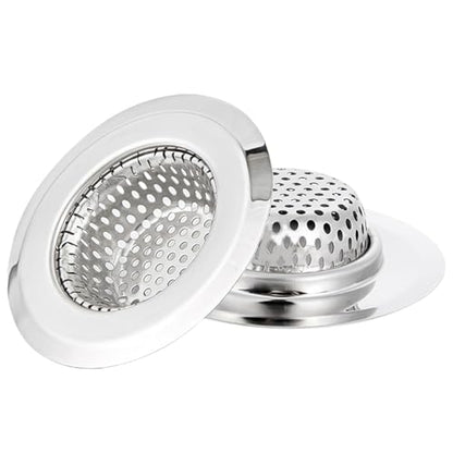 2 Pack Bathtub Drain Strainer, 2.75" Top / 1.75" Basket Stainless Steel Drain Hair Catcher, Perfect for Bathroom Sink Bathtub Vanity Sink Basin Shower Room Balcony Floor Drain (2)