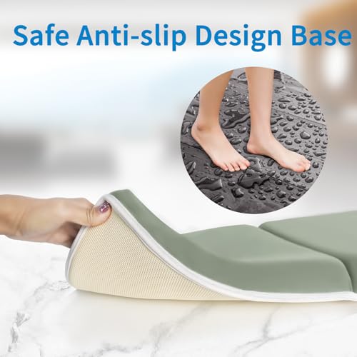 JJGoo Bath Kneeler with Elbow Rest Pad Set, 1.5 inch Kneeling Pad Mat for Bathtub Baby Bathing Parents, Painless Foam Mat with Toy Organizer Pockets, Non-Slip for Baby and Toddler Bathing - color: Green
