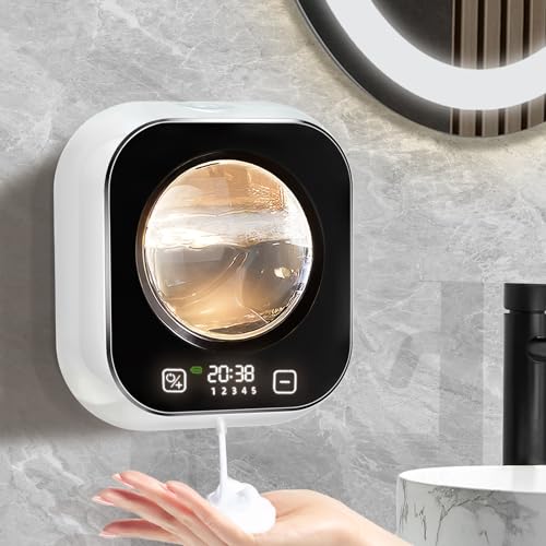 Automatic Soap Dispenser, 320ML Touchless Smart Hand Soap Dispenser, 5 Adjustable Soap Levels, Rechargeable Wall Mounted Electric Foam Soap Dispenser for Bathroom Kitchen Office (White) - color: White