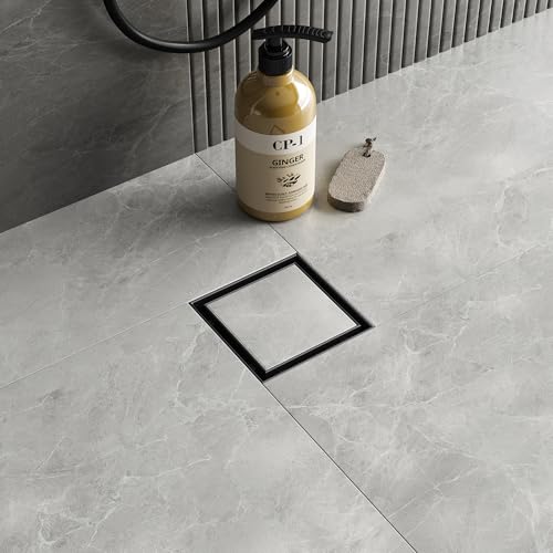 Neodrain 4 in Black Square Shower Drain with Removable Tile Insert Grate | 304 Stainless Steel Tile Square Drain, Hidden Drain,Easy to Clean, Waterproof & Sturdy Shower Drain, CUPC Certified - color: Matte Black, size: 4 IN