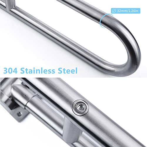 29.5 INCH Toilet Grab Bar Stainless Steel Handicap Rails Grab Bars Bathroom Support for Elderly Bariatric Disabled Commode Safety Hand Railing Guard Frame Shower Assist Aid Handrails Hand Grips - size: 29.5 Inches without Paper Holder