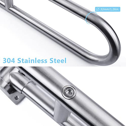23.6 INCH Toilet Grab Bars for Bathroom Stainless Steel Flip Up Handicap Safety Grab Bar Rails for Elderly Seniors Bathtubs Showers Foldable Handle Grips Support for Walls Drop Down Screw-in Grab Bar - size: 23.6 Inches without Paper Holder