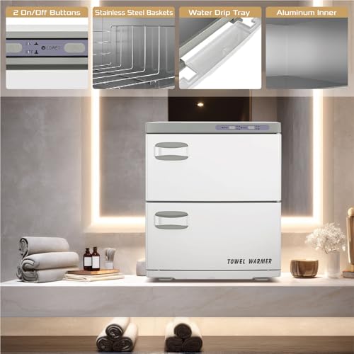 Pantin 32L Premium Two Compartment Towel Warmer for Hair Salon, Beauty SPA, Restaurant & Home. Heated Towel Warmer -Large Electric Hot Towel Cabinet for Salons, Spas - The Best Spa Equipment 110V 320W - size: 2 Compartments