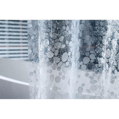 60W x 72H Stall Shower Curtain Liner with Rustproof Grommets and Magnets - Premium Cobble Pattern Clear, 8G Non-Toxic Waterproof Easy Care - color: Clear Pebble 8g, size: 60"W x 72"L (Pack of 1)