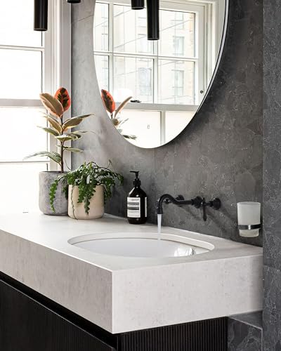 Black Bathroom Faucet Wall Mount: WOWOW Brass Bathroom Sink Faucets 2 Handle and Rough-in Valve Included, 8 Inch Lavatory Faucet 3 Hole Antique Tap - color: Black