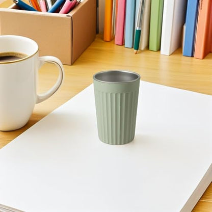 DOITOOL Toothbrush Holder Cup 350ml Stainless Steel Green Bathroom Tumbler Mouthwash Rinsing Cup Sturdy for Home Office School
