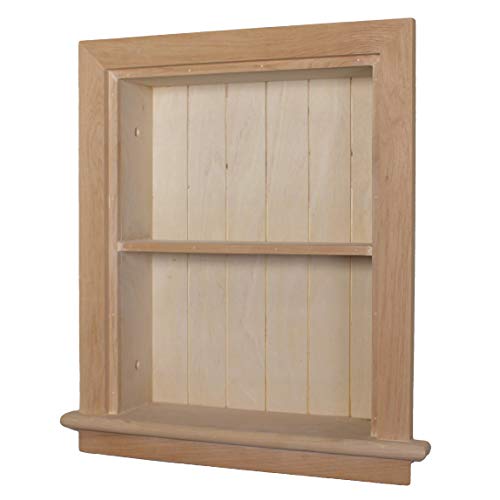 14x18 Aiden Recessed Wall Niche Medicine Cabinet Replacement, in The Wall Bathroom Cabinet Insert Shelf/Shelves, Made in North America, Real Wood, NO MDF, Beadboard, Unfinished - color: Unfinished, size: 14x18