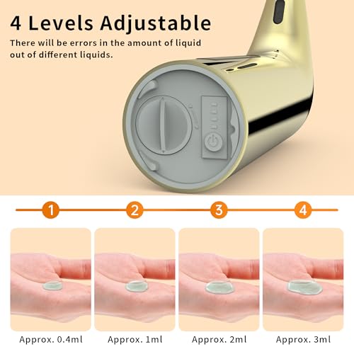 Automatic Liquid Soap Dispenser, 4-Level,13.5oz Touchless | Plastic,400ml Gold Electric Battery Operated Hand & Dish Countertop Soap Dispensers with Sensor for Bathroom,Kitchen Sink - color: Gold, style: Battery