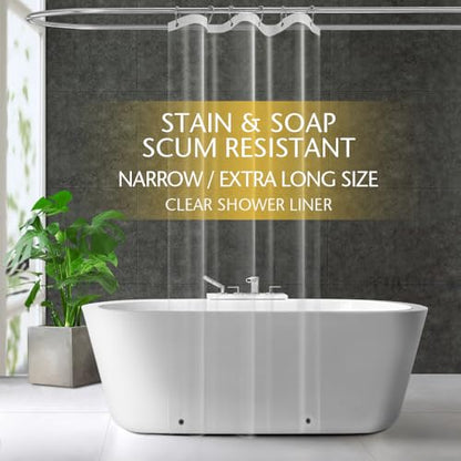 ZEMAHOME Narrow Long Clear Plastic Shower Curtain Liner, 36x84 Inch Thin Lightweight Transparent Plastic Bathroom Shower Showroom Inner Curtain with Rustproof Metal Grommet Holes and Weighted Magnets - color: A01-clear, size: 36"W x 84"L (Pack of 1)