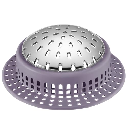 Aluvor Bathtub Drain Hair Catcher Shower Drain Cover Sink Drain Protector | Bathroom Sink & Bathtub Drain Strainer for Pop-Up & Regular Drains, purple - size: Large-Purple