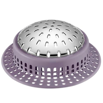 Aluvor Bathtub Drain Hair Catcher Shower Drain Cover Sink Drain Protector | Bathroom Sink & Bathtub Drain Strainer for Pop-Up & Regular Drains, purple - size: Large-Purple