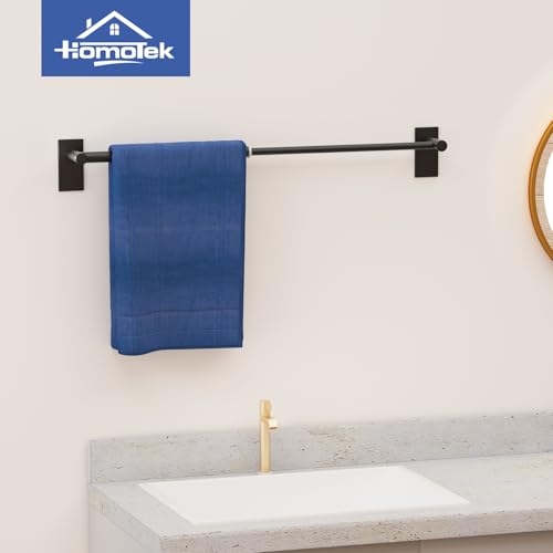 Adhesive Adjustable Towel Bar, HOMOTEK Economical Self Stick Towel Holders, Towel Rod Size from 12 Inch to 22 Inch Single Towel Racks, Towel Hanger Hook for Kitchen(1 Pack Matte Black) - color: Economical-self-adhesive-matte Black, size: 1 Pack