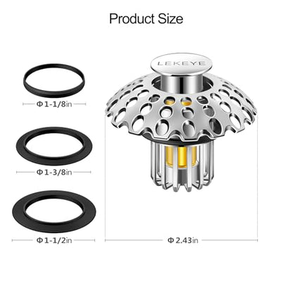 LEKEYE Bathroom Sink Stopper | Shower Drain Hair Catcher | Pop Up Sink Drain Plug | Bathroom Sink Drain Strainer for 1-1/8"to 1-3/8" to 1-1/2" Drain Holes - style: 2060