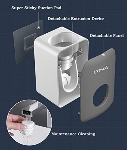 Automatic Toothpaste Dispenser for Kids, 2 PCS Toothpaste Squeezer for Kids & Family Shower Decor, is Wall Mounted Bathroom Accessories Organizer (Black, Pack-2)
