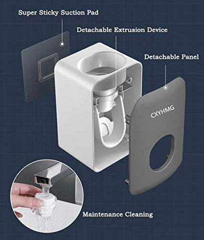 Automatic Toothpaste Dispenser for Kids, 2 PCS Toothpaste Squeezer for Kids & Family Shower Decor, is Wall Mounted Bathroom Accessories Organizer (Black, Pack-2)