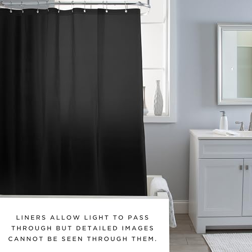 Bath Bliss 2 Pack PVC Heavy Weight Shower Curtain Liner | 4G | 70" x 72" | Rust Resistant Copper Grommets | Magnetic Hem | Black - color: Black