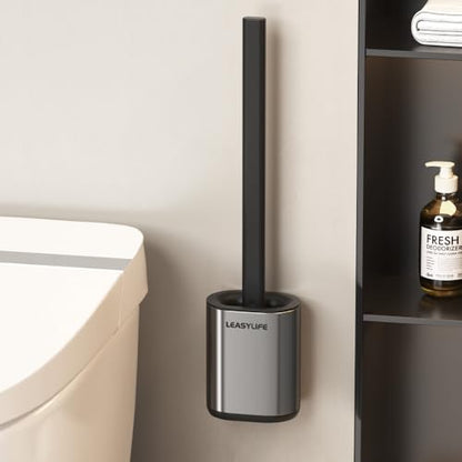 Toilet Brush and Holder, Tungsten Steel, Stainless Steel - color: Tungsten Steel