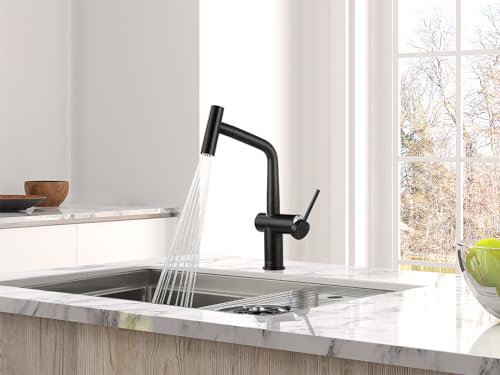 AS06MB Matte Black Bar Faucet or Prep Kitchen Sink Faucet with Pull Down Sprayer and Single Handle - color: Matte Black, style: Modern