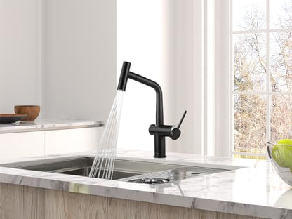 AS06MB Matte Black Bar Faucet or Prep Kitchen Sink Faucet with Pull Down Sprayer and Single Handle - color: Matte Black, style: Modern