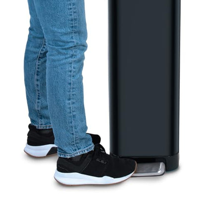 Glad Slim Trash Can with Clorox Odor Protection - Narrow Kitchen Garbage Bin with Soft Close Lid, Step On Foot Pedal and Waste Bag Roll Holder, Black, 12 Gallon/45 Liter - color: Black