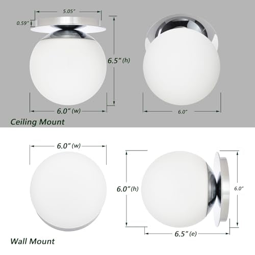 Chrome Wall Sconces, 1 Light Modern Globe Sconce, Wall Light for Bedroom Bathroom Living Room & Hallway Vanity Lighting, Ceiling Light Fixture (1-Light, Chrome) - color: Chrome, size: 1-Light
