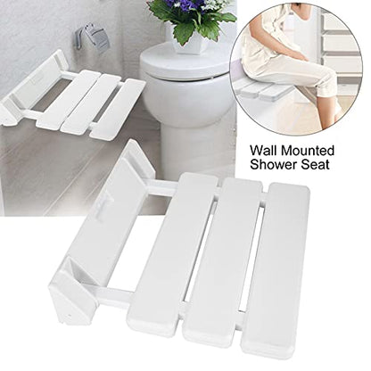 Folding Shower Seat Wall Mounted, Foldable Shower Bench, Space-Saving Fold Down Design for Seniors, Elderly & Small Shower Spaces