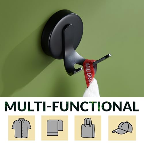 Matte Black Robe Towel Hook, Heavy Duty 11 lbs, Wall Mounted | Rust-resistant Double Wall Hook for Bathroom Kitchen Entryway, Towels, Robes, Coats, Bags Storage Hook, Anti-drop Design