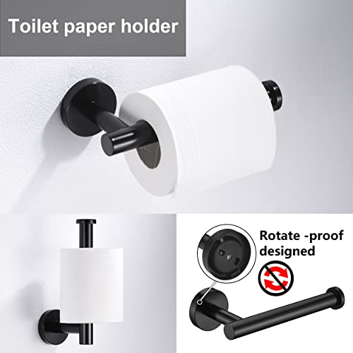Matte Black Toilet Paper Holder and Hand Towel Ring Set 2 Pieces Bathroom Hardware Accessories Set SUS304 Stainless Steel Heavy Duty Wall Mounted Bathroom Holder… - color: Matte Black