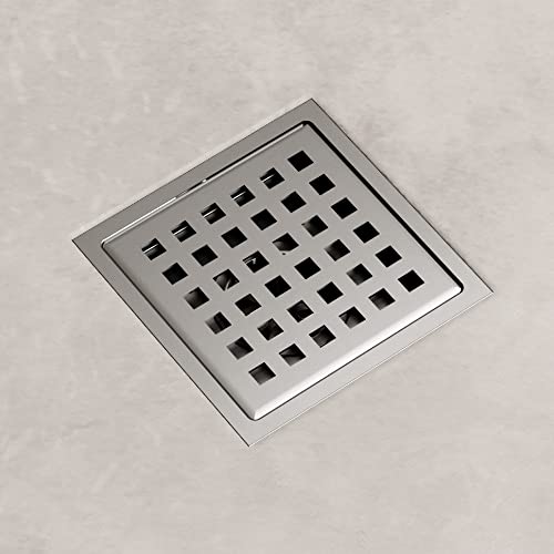 VIGO Elan 4.38 in. W x 4.38 in. L Square Shower Drain in Brushed Nickel - VG07004BN - color: Brushed Nickel, size: 4 in.