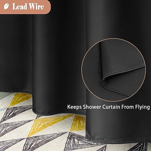 UFRIDAY Dark Shower Curtain Long 72-Inch x 78-Inch, Fashion Polyester Shower Curtains for Bathroom - color: Black, size: 72"W x 78"L (Pack of 1)