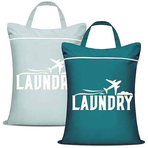 2 Pcs Large Travel Laundry Bag Washable Waterproof Wet Bag Dirty Clothes Bag Swimsuit Workout Bag for Gym Clothes Laundry Wet Clothes Swimming Pool Yoga College Dorm (Blue+Grey) - color: Blue+Grey