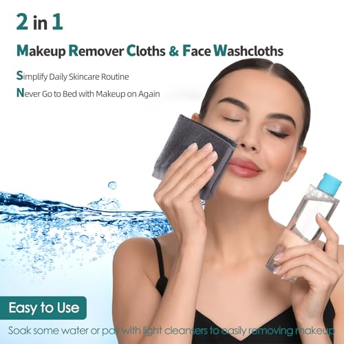Wash Cloths 6 Pack,Super Soft Face Towel for Sensitive Skin,10''x10'',Grey | 100% Viscose,Makeup Removal,Easy Rinsed,Gently Wash Face and Body,Fast Dry,Hanging Loop,Face Cleans,Women Skin Care Routine - color: Grey, size: 10x10 inch-6 Pack