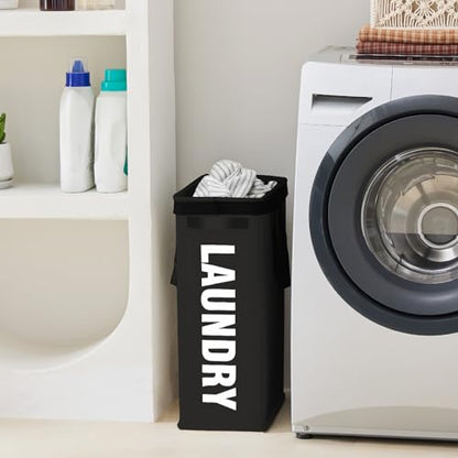 45L Slim Laundry Hamper with Removable Inner Bag & Side Handles, Black | Small Laundry Baskets with Mesh Top, Narrow Dirty Clothes Hamper for Bedroom, Closet, and Bathroom - color: Black - Inner Bag, size: 45L